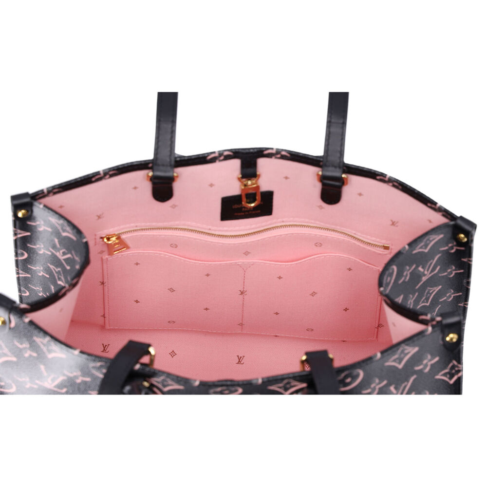 Louis Vuitton Onthego MM Monogram Tote Bag M46154 Noir Monogram Watercolor Pink - Picture 6 of 14